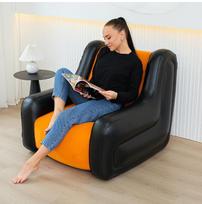 Deluxe Inflatable Backrest Sofa: Portable Double Flocked Recliner for Outdoor Camping Sofa Only