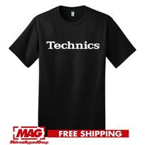 TECHNICS LOGO MARŠKINĖLIAI Dj Plokštelių grotuvai Old School Grotuvas Vinilo Marškinėliai Tee Dee Unisex Marškinėliai L