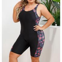 Women's One-piece Plus Size Swimsuit, Sports Knee Length Coverage, Slim Fit, Sports Flat Angle Swimsuit L juoda