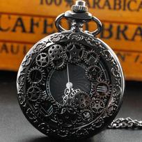Copper Vintage Hollow Gear Chain Pocket Watches Quartz Pendant Clock Exquisite Charm Timepiece Gift for Men Women juoda