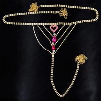 Vasarinis naujas rubino bikini, madinga pilna deimantinė grandinėlė kūnui, madinga kalnų krištolo apatinio trikotažo grandinėlė black