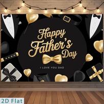 2D Happy Father's Day Backdrop Black Gold Tuxedo Photography Background Banner 47.2x31.5inch/120*80cm