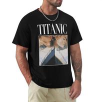Titanic T Shirts Unisex Black Leonardo DiCaprio Kate Winslet Tee Vintage TShirts Mens Womens Throwback Homage T-Shirt Funny Gift S smėlis