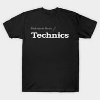 Men Black Print T-shirt Technics Music No-Cut Transfer Paper Print Cotton Tshirt 3XL juoda