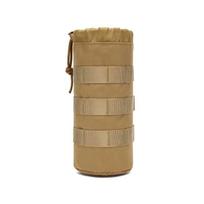 Upgraded Sports Water Bottles Pouch Bag, Tactical Drawstring Molle Water Bottle Holder, Travel Mesh Water Bottle Bag chaki
