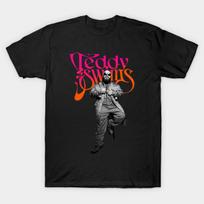 Men Black Print T-shirt Teddy-Swims No-Cut Transfer Paper Print Cotton Tshirt 3XL juoda