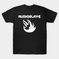 Men Black Print T-shirt Audioslave Band No-Cut Transfer Paper Print Cotton Tshirt M juoda