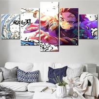 5 vnt. HD Japonijos anime personažų sienos menas Demon Slayer plakatas Sieninė tapyba namų svetainei Modernus dekoras Modulinis drobės 20X35 20X45 20X55cm