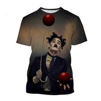 Charlie Chaplin vyriški moteriški marškinėliai Asmenybė Hip Hop gatvės stilius 3D spausdinti linksmi marškinėliai XXS brown