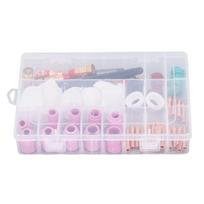 68Pcs TIG Welding Accessory Set Glass Cup Connector Electrode Coil PTFE Front Cover for WP 17 18 26