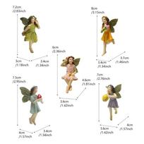 Gėlių fėjos pakabukas, Kūrybiška mažytė fėjų sodo statulėlė, Namų ir kiemo dekoracija, Dervos rankdarbis Flower Fairy Set Five