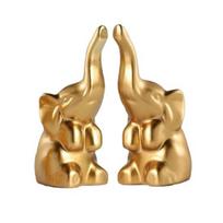 1 Pair Elephant Ornament with Raised Trunks Decorative Resin Statue Couple Figurine Home Anniversary