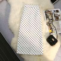 Women's High-Waisted Polka Dot A-Line Skirt - Straight-Leg, Mid-Length, Autumn/Winter 2025 Trend. M [For 96-105 kg] Waist 26-27