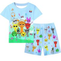 Sprunki Kids Medvilninis Vasarinis Pižamų Rinkinys Su Animaciniais Herojais Vaikams Nuo 8 Metų 120cm mėlyna