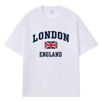 Londonas Anglija Spausdintas Grafinis Y2k Harajuku Gatvės stiliaus 100% Medvilnės Marškinėliai Laisvi Didelio dydžio Vasariniai Vyriški Marškinėliai S balta