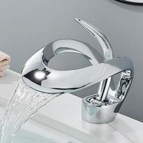 Kieto žalvario krioklio praustuvo maišytuvas, vienos rankenos karšto ir šalto vandens maišytuvas vonios praustuvui