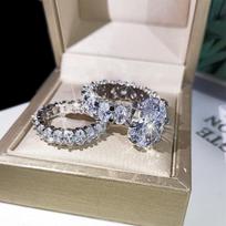 Luxurious AAAA Zircon Round Big Zircon Ring Two Piece Set Ladies Ring Exquisite Wedding Jewelry Ring Party Jewelry 6