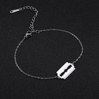 My Shape Punk Razor Blade Stainless Steel Bracelets For Men Women Shaving Blade Bracelet Bangle Figaro Chain Fashion Jewelry