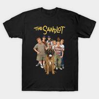 Men Black Print T-shirt Sandlot No-Cut Transfer Paper Print Cotton Tshirt 2XL juoda