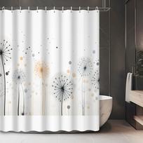 1Pc Modern Art Lines Dandelion Flower Bathroom, 12 Hooks Shower Curtain, Bathroom Accessories W60H190(CM)-1 Pcs