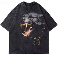 Streetwear Žvėris Rotveileris Šuo Vintažiniai Juodi Išplauti Marškinėliai Punk Gotikiniai Laisvi Harajuku Viršus Per dydį Yk2 Marškinėliai Unisex S gray