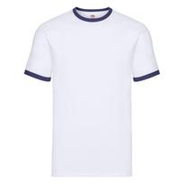 Fruit of the Loom Mens Ringer 160 T-Shirt L tamsiai mėlyna/balta