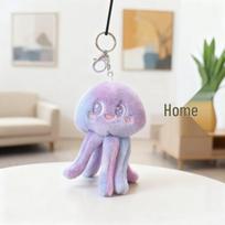 Žavingas jūrų gyvūno raktų pakabukas: Medūzos ir aštuonkojo pakabukas pliušinis žaislas 14cm Keychain violetinė