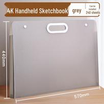 Transparent Art Sketchbook Handbag: Thickened Portfolio for Student Artwork and Drawing Storage Frosted A4/16K [Holds 200 sheets, 33*28cm] pilka spalva