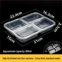 Disposable 4-Compartment Meal Prep Containers with Lids