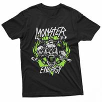 Monster Energy Kaukolė Liepsnos Gotikinis 100% Medvilnės Marškinėliai Vyriški Marškinėliai Viršus S