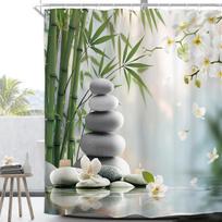 Zen Akmuo Meditacija Dušo Užuolaida Žalias Bambukas Balta Orchidėja Spa Meditacija Įkvepianti Teigiama Spa Atpalaiduojanti Žvakė Botanika W60H190(CM)-1 Pcs gray