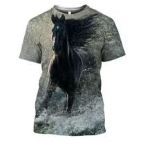 Vyriški marškinėliai tvirti arkliai sniegas anime arkliai gyvūnai t-shirt moteriški laisvalaikio marškinėliai megztiniai trumpos rankovės dideli drabužiai XS