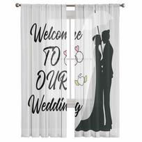 Vestuvių meilės tekstas Tiulis permatomos užuolaidos, skirtos svetainei miegamojo virtuvei langams Voile užuolaidos namų dekoravimui 135W x 114H(cm)