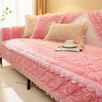 Prašmatnus tekstūros rožinio aksomo sutirštintas sofos užvalkalas, neslystantis pliušinis, ypač minkštas kampinis sofos užvalkalas, sofos šezlongas, naujas Cushion cover30x50cm rožinė