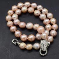 freshwater pearl pink reborn keshi  baroque 10-11MM necklace 18inch nature wholesale