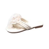 Pinch-toe Flower Beautiful Flip-flops for Women To Wear in Summer New Style with Skirt Soft-soled Flat-soled Cool Slippers 35 smėlis