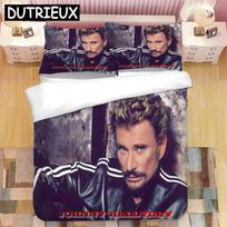 Johnny Hallyday 3D spausdintas patalynės komplektas Antklodžių užvalkalai Pagalvių užvalkalai Antklodė Patalynės komplektas Lovos drabužiai Lovos linas EU single(135x200cm)
