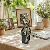 Šeimos figūrėlė Tėvai ir vaikai Dekoratyvinė dervos skulptūra Rankų darbo ornamentas Statulėlė Unikali Black Sliver beige