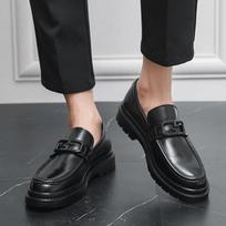 Men Platform Loafer Elevator Shoes Formal Business Shoes Height Increase Black Classic Leather Thick Sole Shoes EU: 38 juoda