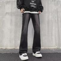 Men's American Retro Black Flared Wide-Leg Jeans L juoda