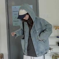 New Style Hong Kong Fashion Denim Jacket Loose Fit Casual Trendy Top Korean Version Couple Versatile Hooded Jacket For Women 2025 Spring Autumn S šviesiai mėlyna spalva