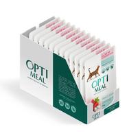 OPTIMEAL ™. Visavertis konservuotas pašaras suaugusioms katėms su veršiena spanguolių padaže, 85 g x 12 vnt.