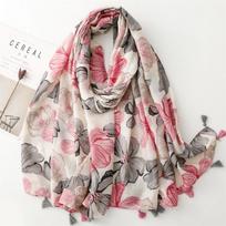 Spain Fashion Petal Floral Tassel Viscose Shawls Scarf Lady High Quality Wrap Pashmina Stole Bufandas Muslim Hijab 180*90Cm