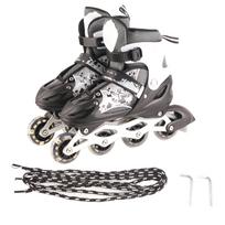 1 Pair Black Inline Children Roller Skates 3 Layer Protection Lock Single Flashing Kid Roller Skating Shoes