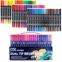 Watercolor Art Markers Brush Pen Dual Tip Fineliner Drawing for Calligraphy Painting 12/48/60/72/100/132 Colors Set Art Supplies