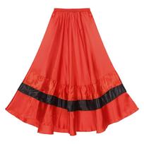 Ladies Tiered Ruffle Flamenco Dance Skirt Wide Hemline Ballroom Dancing Skirt Carnival Stage Show Costume 180 Degree