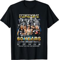 Scorpions 60 Metų 1965-2025 Ačiū Už Prisiminimus Parašai Marškinėliai Unisex Marškinėliai S