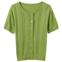 Sancai Lyocell Short Sleeve Round Neck Cardigan M