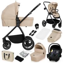 Vaikiškas vežimėlis 3in1 su automobiline kėdute Astrid i-Size, lopšys ir sportinė dalis iki 22 kg Lionelo Meril Beige Sand