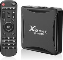 "Android" TV dėžutė 13.0, "Android" dėžutė 4GB RAM 64GB ROM RK3528 Keturių branduolių 64bit Cortex-A53 palaikymas 2.4/5.0GHz Dviejų juostų "Wi-Fi" 10/100M Ethernet USB 2.0 8K